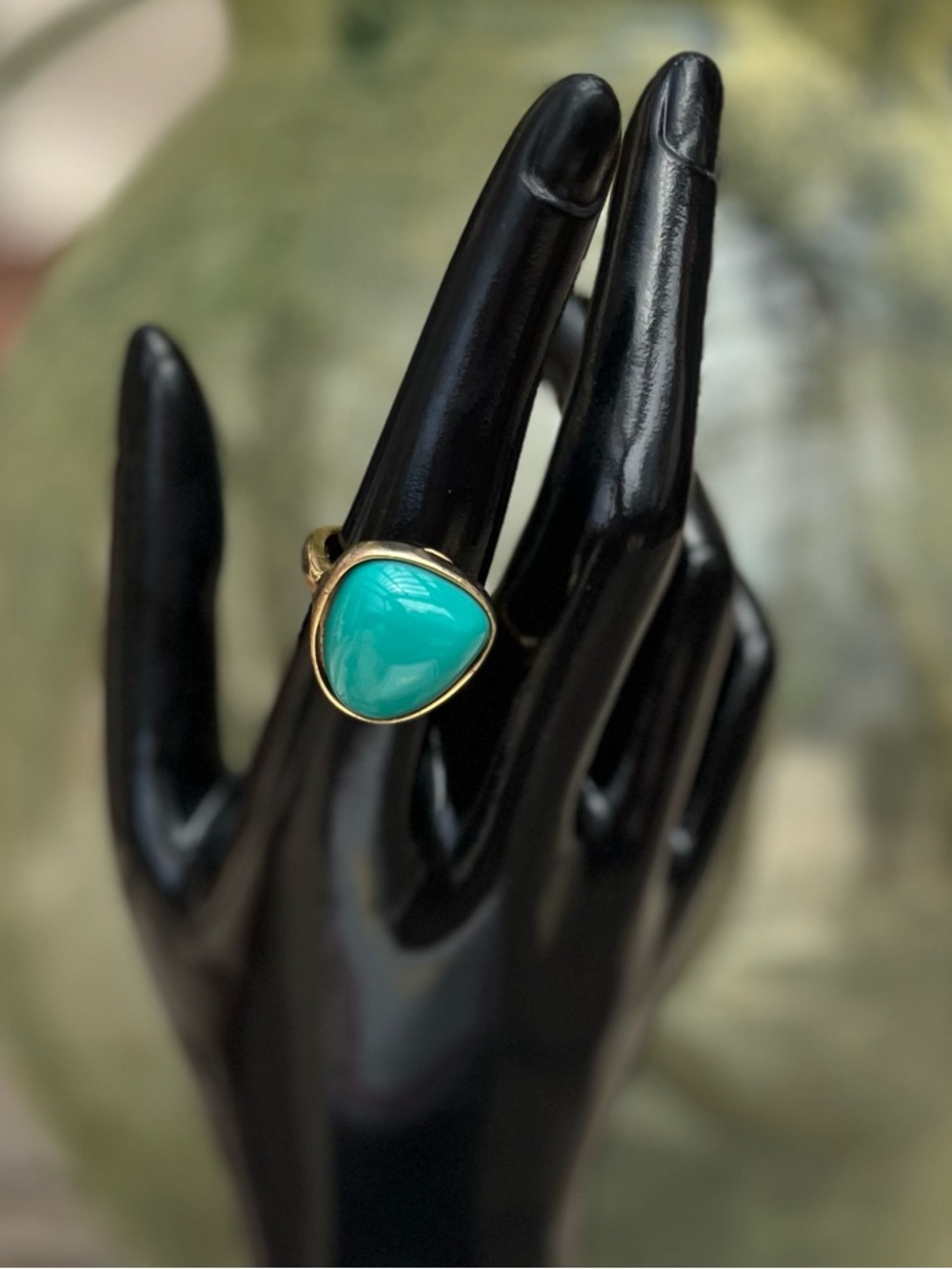 Frances Valentine Gold Ring with Turquoise resin cabachon 7